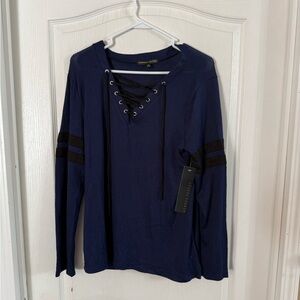Always Indigo Women’s Navy Long Sleeve Top NWT Sz L. MH-267